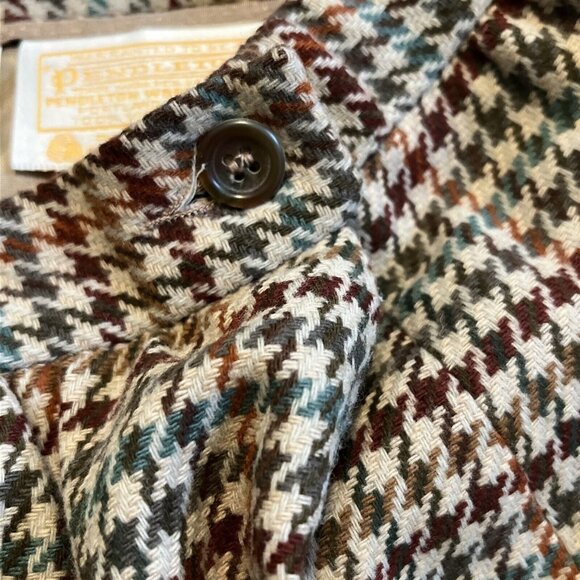 Pendleton Pencil Midi Skirt SZ 10 Tan Multi Houndstooth 100% Wool Vintage - Picture 8 of 11